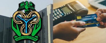 POS agent using a card machine with text "CBN agent banking rules Nigeria" overlay