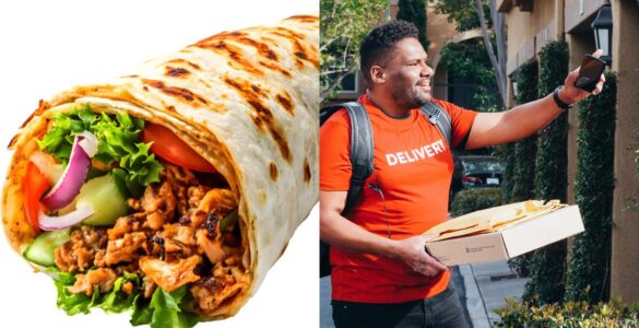 Shawarma business in Nigeria showing vendor preparing chicken shawarma in Lagos