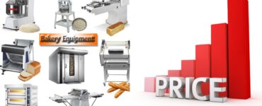 Bakery equipment prices in Nigeria showing commercial oven, dough mixer, baking trays, and bread slicer used in small bakeries.