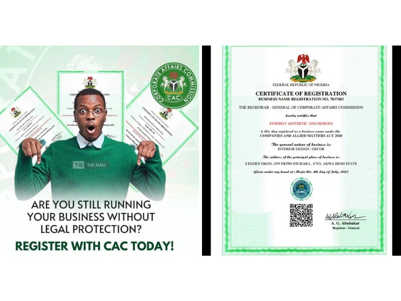 Business registration process in Nigeria with CAC documents and laptop