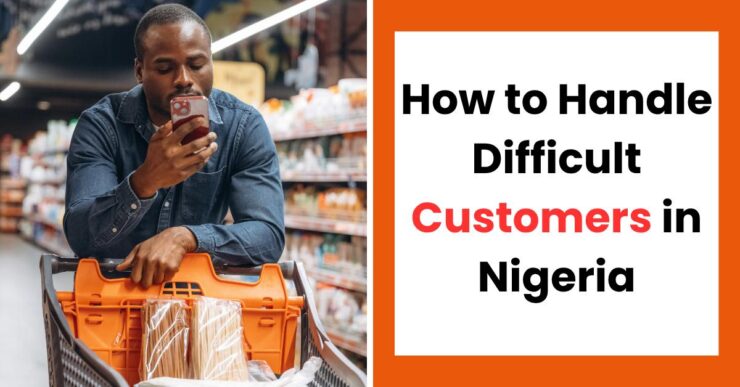 Nigerian startup founder handling a difficult customer professionally in a business setting